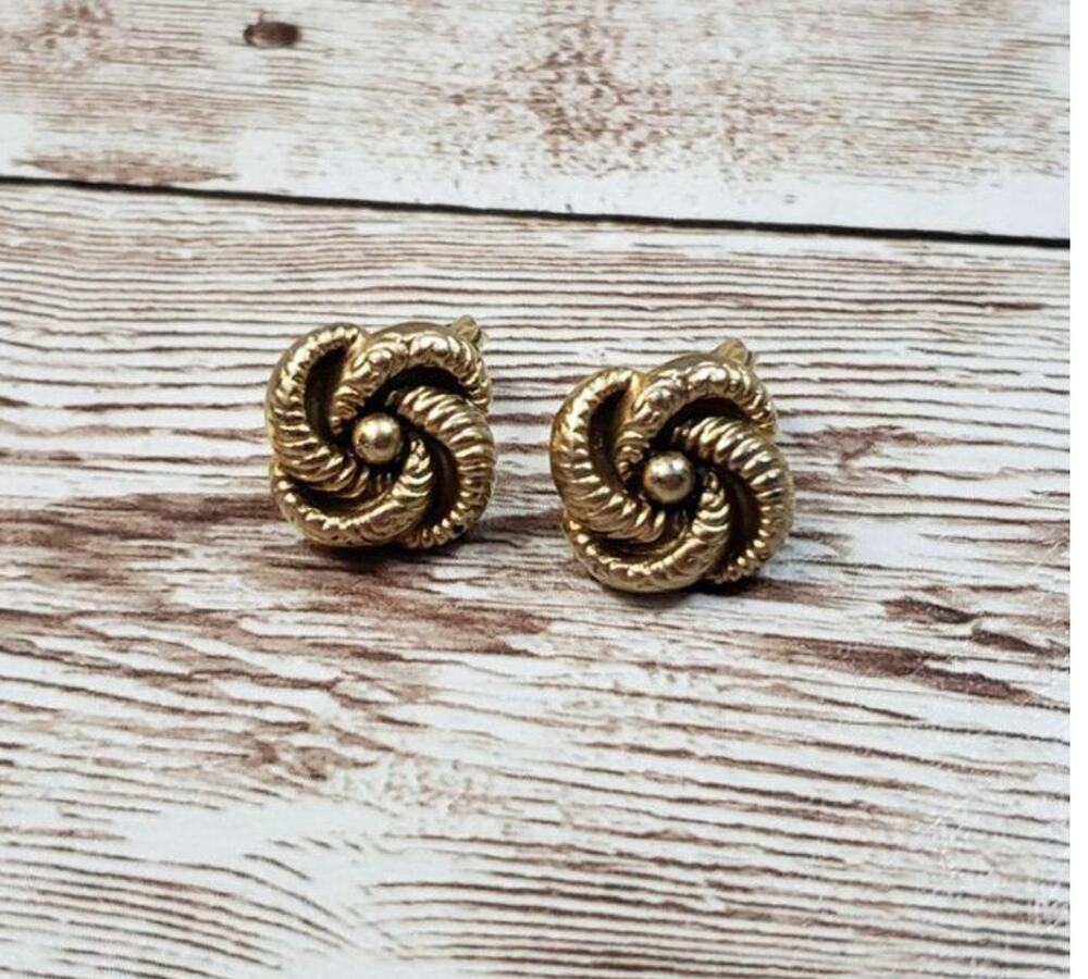 Yves Saint Laurent Vintage Clip On Earrings YSL Swirl Flower